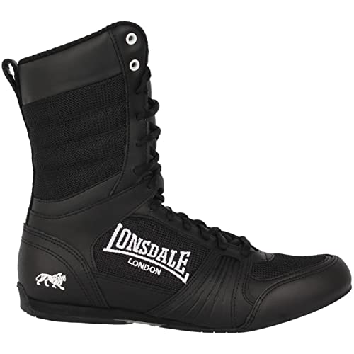 Botas de boxeo para mujer Lonsdale, calzado deportivo de cordones de corte medio, color Negro, talla 6.5 UK