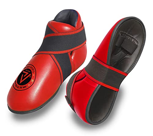 Botas de Kickboxing para Niños/Adultos - Color Rojo - Semi / Full Contact - Distintas Tallas - Rojo, L/Grande (adultos) - Talla 42 a 44.5, Polipropileno