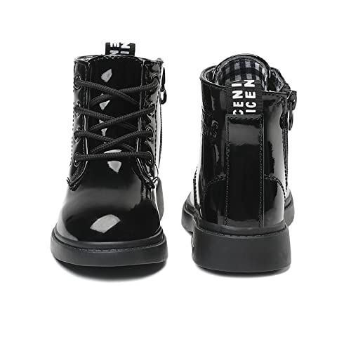 Botas Niña Botines Infantiles Cálido Piel Charol Cordones Boots de Vestir 2-12 Año (Negro, Numero 35)