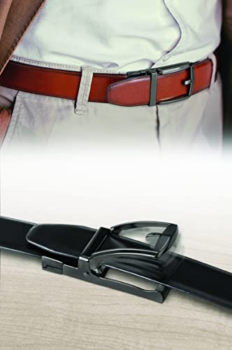 BOTOPRO Cinturón Reversible para Hombre SureFit Belt. Cinturón sin agujeros con sistema de sujección ajustable que permite apretarlo o aflojarlo sin utilizar agujeros