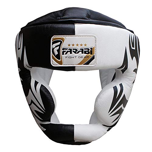 Boxeo Guardia Protector de Cabeza del Casco de Entrenamiento MMA Pro para Toda la Cara, Protección Cheek Sombreros y tocados de Cuero Real (S)