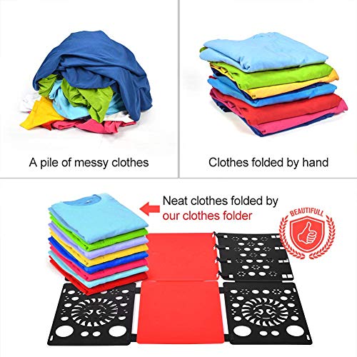 BoxLegend Doblador, tablero - Tabla para Doblar la ropa- Placa Ayuda para plegar Camisetas y camisas, (Negro-Rojo)
