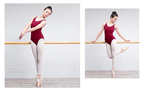 BOZEVON Leotardo de Ballet Mujer - Elegante Danza Ballet Maillot de Danza Gimnasia Leotardo Clásico Body de Ballet (Carmesí)