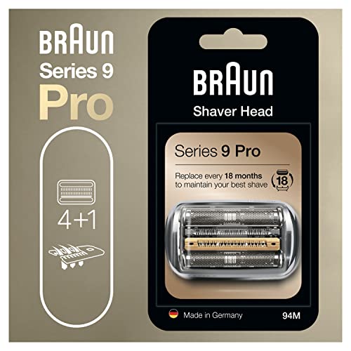 Braun 94 M - Cabezal de Recambio, compatible con las afeitadoras Braun Series 9 Pro y Series 9, Plata