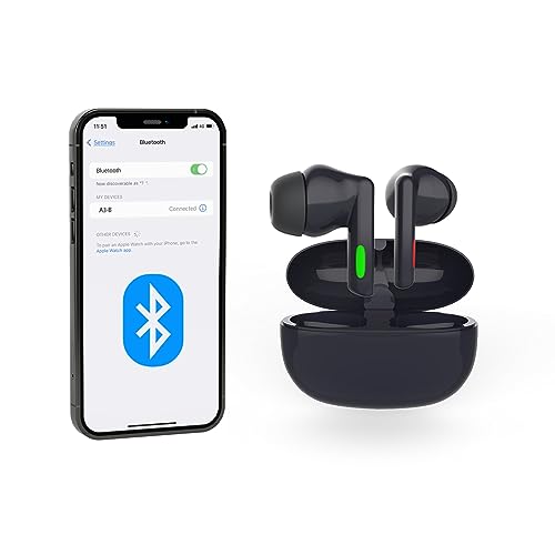 Britzgo Dispositivo Recargable con Cancelación Inteligente del Ruido y Bluetooth para Mayores y Adultos (A3 - Azul Marino)