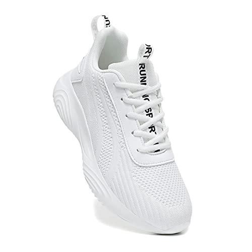 BRKVALIT Hombre Mujer Zapatillas Running Trail Fitness Zapatos Deporte para Correr Sneakers Ligero Transpirable,Blanco,36EU