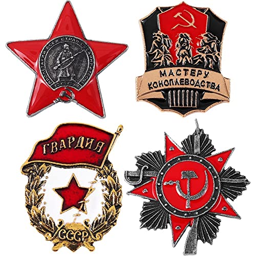 Broche De Bandera Rusa 4pcs Patriotismo Rojo Estrella Día De Solapa De Solapa De Plopa Comunista Pin Para Ropa Mochila