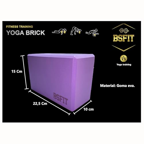 BSFIT® 1 Bloque de yoga de espuma eva 15x22,5x10 cms,Eleva tu Experiencia de Yoga y Pilates con Ladrillo yoga de Calidad. Yoga bricks, bloques elevación