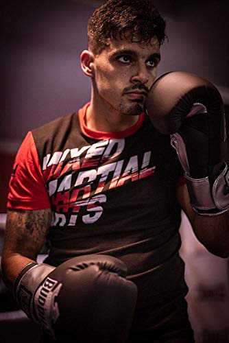 BUDDHA FIGHT WEAR - Guantes de Boxeo Top Fight - Muay Thai - Kick Boxing - Piel Sintética Relleno Interior GS-3 - Protección contra Impactos - Color Negro Mate - Talla 16 Onz
