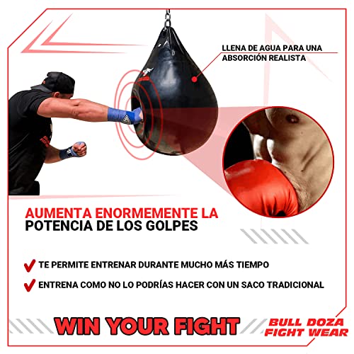 BULL DOZA FIGHT WEAR Saco de Boxeo Pro Hydro - Resistente al Agua Negro L 19" 53kg