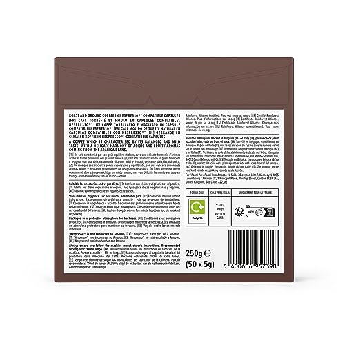 by Amazon Lungo Cápsulas de café compatibles con Nespresso, Tueste Medio, 50 unidad, Paquete de 2 - Certificado Rainforest Alliance