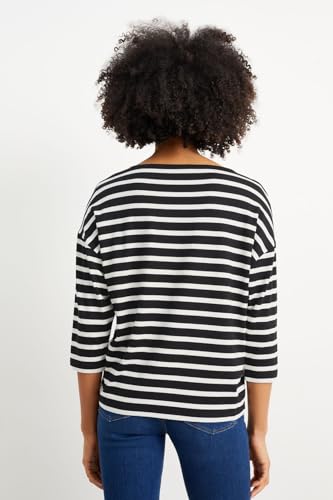 C&A Mujer Camiseta Negro/Blanco XL