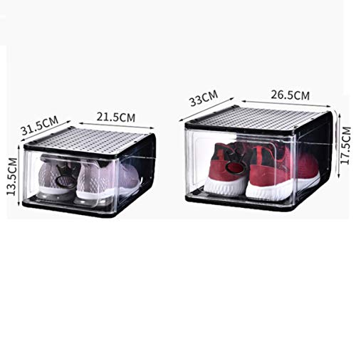 Cabilock 4Pcs Cajas de Zapatos Apilables Porta Zapatos Transparente Organizador de Zapatos a Prueba de Polvo para El Dormitorio Casero (33 * 26. 5 * 17. 5Cm Blanco)