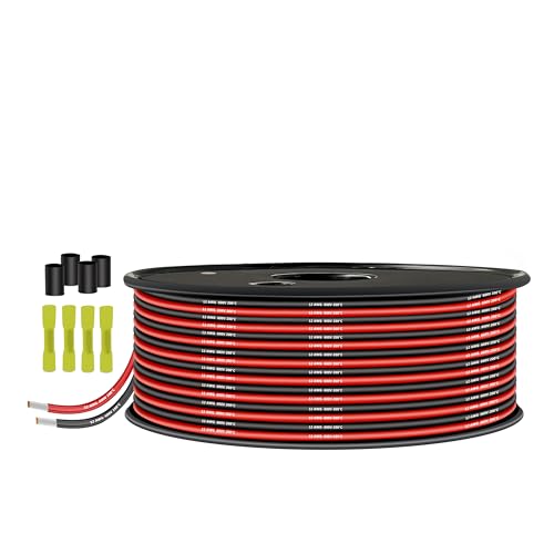 Cable de Silicona Calibre 3,3 mm², THUN-CT 6 metros de Alambre Eléctrico 12 AWG (3 metros en negro y 3 metros en rojo), 680 Hilos Flexibles de Alambre de Cobre Estañado de Alta Temperatura