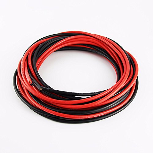 Cable de silicona de calibre 12 TUOFENG 10 metros [5 m negro y 5 m rojo] Cable de enganche 12 AWG suave y flexible de alambre de cobre estañado Resistencia a alta temperatura