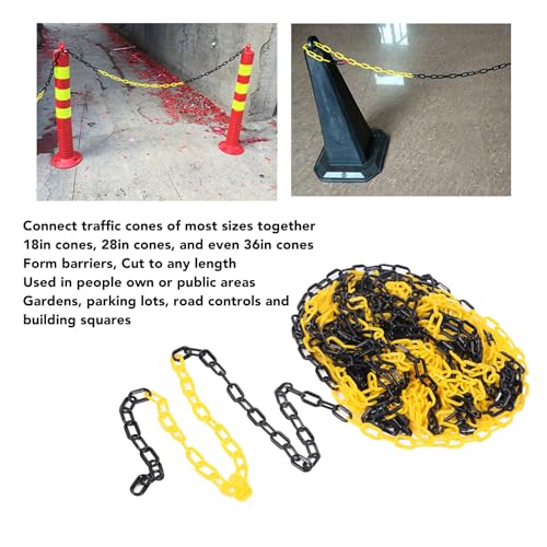 Cadena de Tráfico, Cadena de Control de Tráfico Cortable Cree Zonas de Seguridad para su Entrada (Negro y Amarillo)