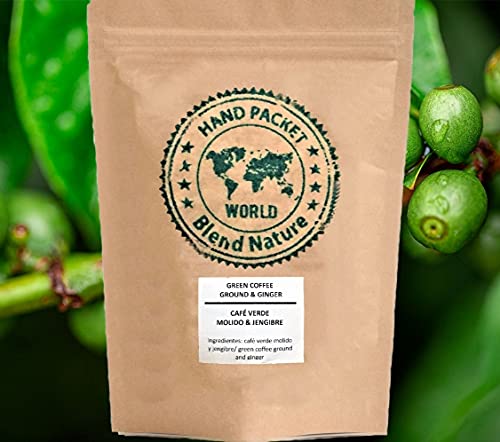 Café Verde en Grano Cortado para Infusión 100% Natural con Jengibre 500 g - Arabica Colombia – Regalo Bola Colador Infusora de Acero Inoxidable
