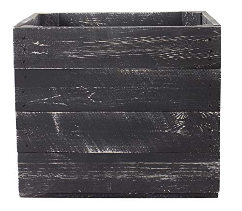 Caja de madera con cajones para estanterías Ikea Kallax y estanterías Expidit, dimensiones 33 x 37,5 x 32,5 cm (1 unidad, color negro desgastado)
