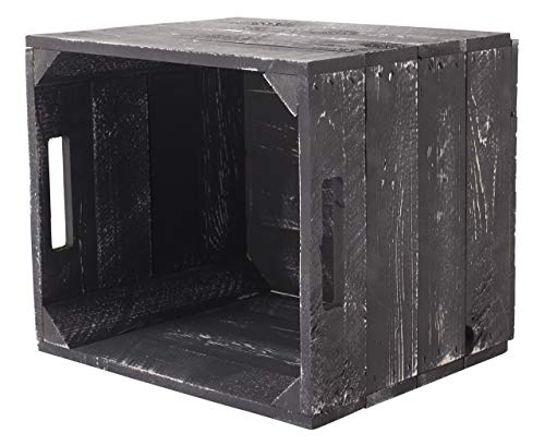 Caja de madera con cajones para estanterías Ikea Kallax y estanterías Expidit, dimensiones 33 x 37,5 x 32,5 cm (1 unidad, color negro desgastado)