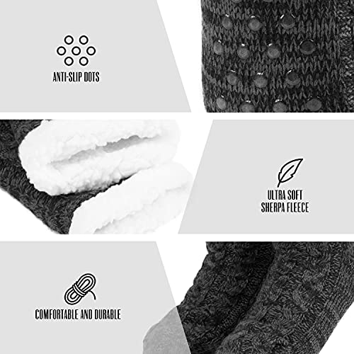 Calcetines Antideslizantes de Casa con Forro Polar Hombre Mujer (Negro Carbón)