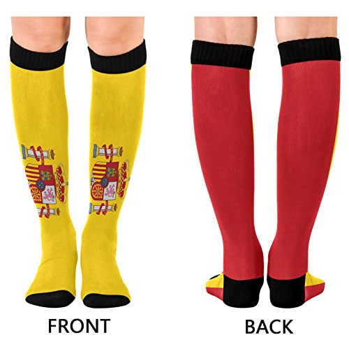 Calcetines de compresión para mujeres y hombres, calcetines deportivos hasta la rodilla, soporte para correr, senderismo, fitness, bandera de España, Multicolor, talla única