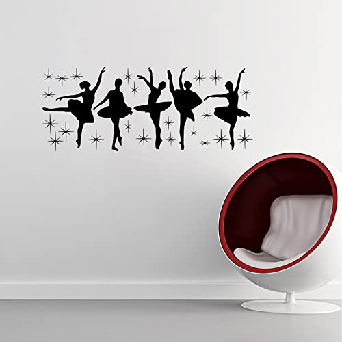 Calcomanías de pared de ballet Pegatinas de baile DIY Vinilo Ballet Bailarín Arte Mural de pared Papel pintado para niñas Dormitorio Sala de Baile Decoración Escolar