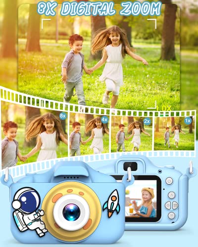 Cámara de Fotos Digital Infantil, 1080P 2,0 Pulgadas con una Tarjeta SD de 32GB, Regalos Ideales para Niños de 3-10 Años (Blue)