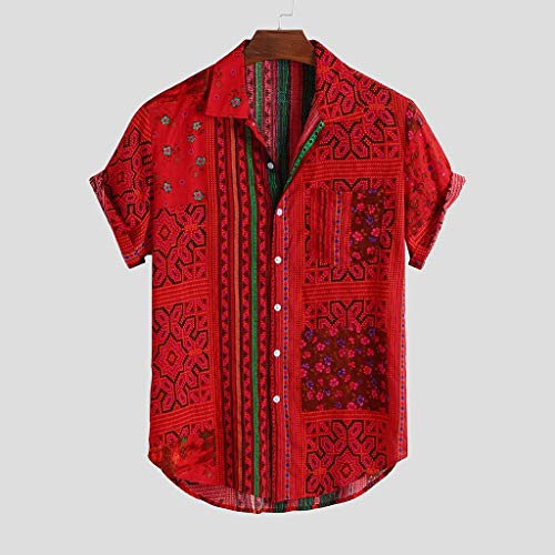 Camisa Hombre Hawaiana Manga Corta Gemelos Camisa, Camiseta Led Hombre Camisas Impresas Mens Vintage Men Shirts