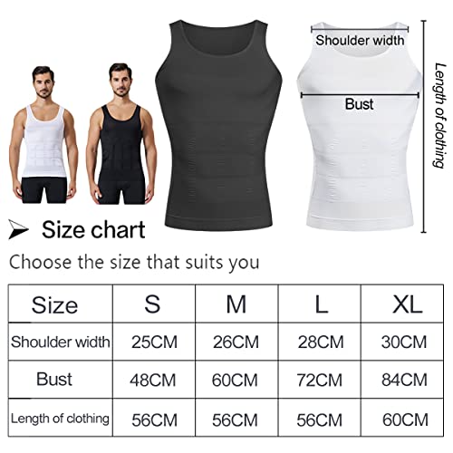 Camisas de compresión de hombres, 2 Pack chaleco de cuerpo adelgazante Vest Control de la abdominación de estribos abdomen camiseta sin mangas