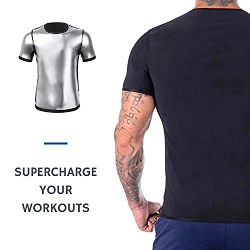 Camiseta Chaleco Sauna Top T-Shirt Suit Trajes Adelgazantes Compresion Adelgazante Sudoración Deporte Shapewear Gym Running Fitness Mangas Cortas Hombres