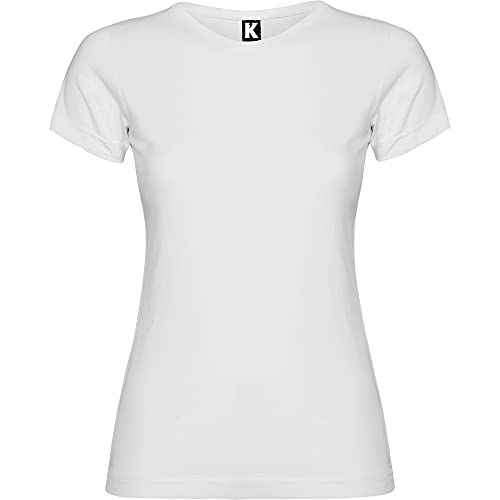 Camiseta de Colores Manga Corta 100% Algodón para Niñas - Camiseta Entallada, Cuello Redondo, cómoda, Suave, Lisa y Elegante (Blanco, 11/12)