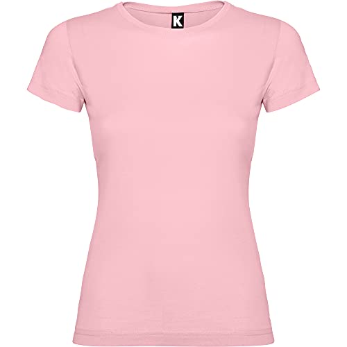 Camiseta de Colores Manga Corta 100% Algodón para Niñas - Camiseta Entallada, Cuello Redondo, cómoda, Suave, Lisa y Elegante (Rosa, 11/12)