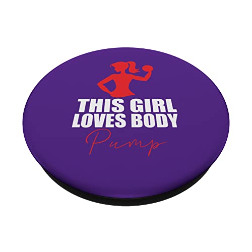 Camiseta de gimnasio para niñas, con texto en inglés "This Girl Loves Body Pump" PopSockets PopGrip Intercambiable