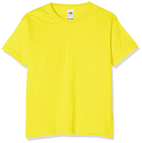 Camiseta de manga corta para niños, de la marca Fruit of the Loom, Unisex Amarillo amarillo 7 años