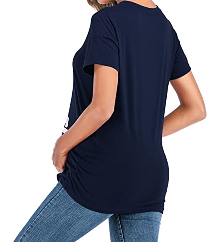 Camiseta de maternidad de manga corta divertida para embarazo, lindas camisetas para mujeres embarazadas, Azul-gemelo, M