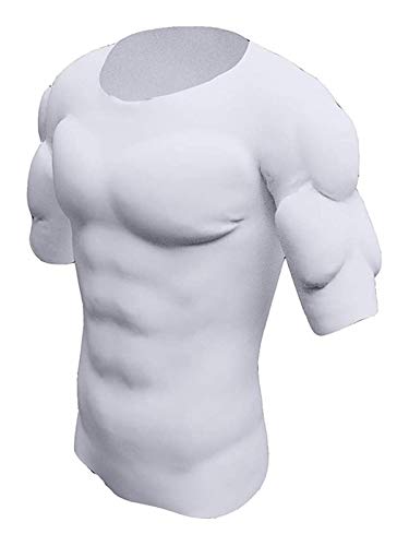 Camiseta de músculo falso para hombre Camiseta con músculos en el pecho falso acolchado en los hombros transpirable invisible simulación músculos abdominales camiseta con músculos divertido disfraz de