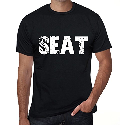 Camiseta Estampada para Hombre Asiento – Seat – T-Shirt Vintage Manga Corta Regalo Original Cumpleaños Diseño Gráfico Moda Negro Profundo 3XL