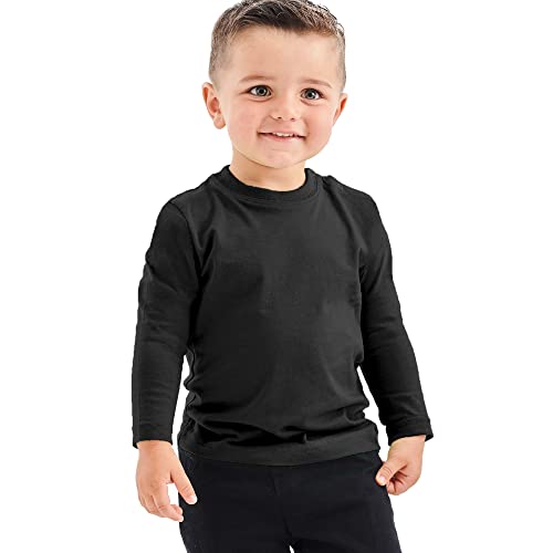 Camiseta Negra de Manga Larga para Bebés - Prenda de algodón 100%, cómoda, Suave, cálida y Tacto Agradable (6 Meses)