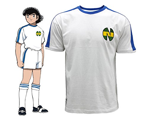 Camiseta Newteam con manga corta, para hombre, Blanco/Azul -Oliver Atom- XL
