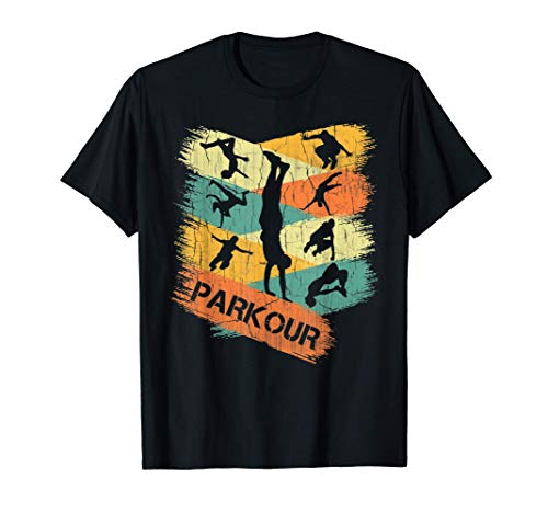 Camiseta Retro Parkour para Niño Silhouette Vintage Free Camiseta
