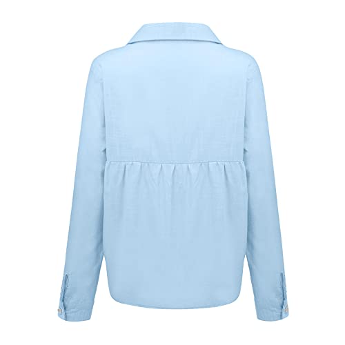 Camisetas de mujer túnica de trabajo camiseta de manga 3/4 amplia tira de botones de verano con cuello de solapa Tops para mujer, delgada, clásica, lisa y suave, 02-azul, XXXL