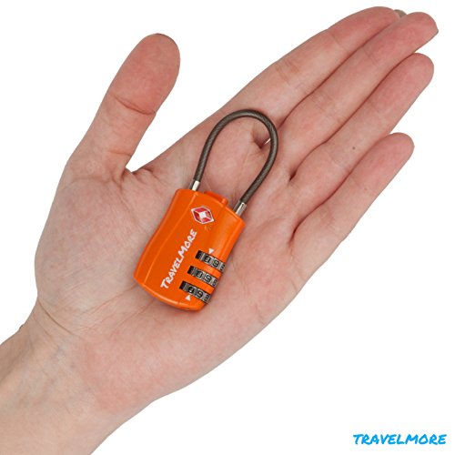 Candado con combinación numérica con cable para mochilas y maletas- 1 Paquete con Candado Naranja, aprobado por la TSA