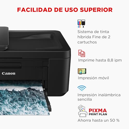 Canon Pixma TR4750i Impresora Multifunción 4 en 1, Sistema de Inyección de Tinta, Impresión, Escaneo y Copia, WiFi, Pixma Print Plant, ADF de 20 Hojas, Impresión a Doble Cara Automática, Negro