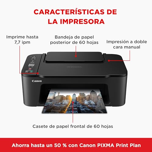 Canon Pixma TS3550i Impresora Multifunción 3 en 1, Sistema de Inyección de Tinta, Impresión, Escaneo y Copia, WiFi, Pixma Print Plant, Impresión Doble Cara, Impresión Fotográfica, Negro