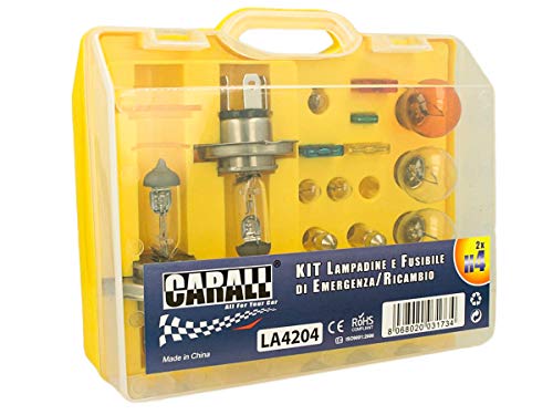 CARALL Kit bombillas de repuesto,Kits de bombillas universales,Coche Bombilla Set Con Fusibles (H4 12V60/55W X2)