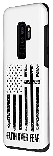 Carcasa para Galaxy S9+ Faith Over Fears Christian Cross Gimnasio con bandera de Estados Unidos