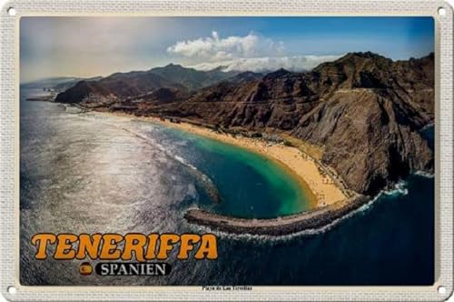 Cartel de chapa de 30 x 20 cm Tenerife España, diseño de Playa de Las Teresitas – DekoNo7