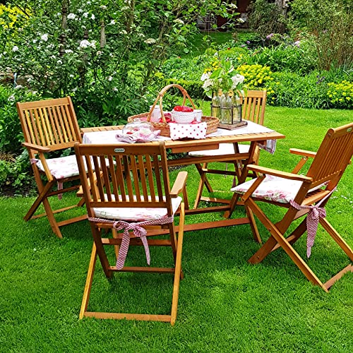 CASARIA Juego de Muebles de Jardín Sydney Confort Madera Acacia FSC® Comedor Plegable 5 Pzas Exterior Patio Terraza