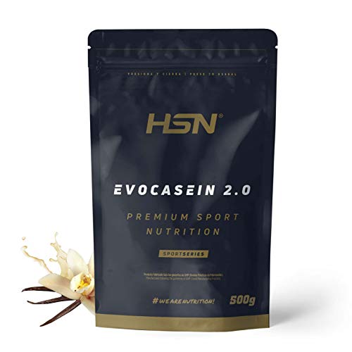 Caseína Micelar de HSN Evocasein 2.0 | Sabor Vainilla 500 g = 17 Tomas por Envase | Proteína Lenta Digestión para Antes de Dormir | No-GMO, Vegetariana, Sin Gluten