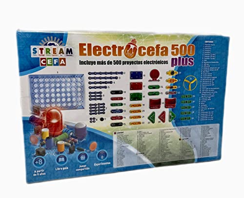 Cefa Toys - Electrocefa 500 Plus, Juego Educativo, Incluye 500 Circuitos y Proyectos de Electricidad, con Sonido, Bombillas y Alarmas, Apto para Niños a Partir de 8 Años